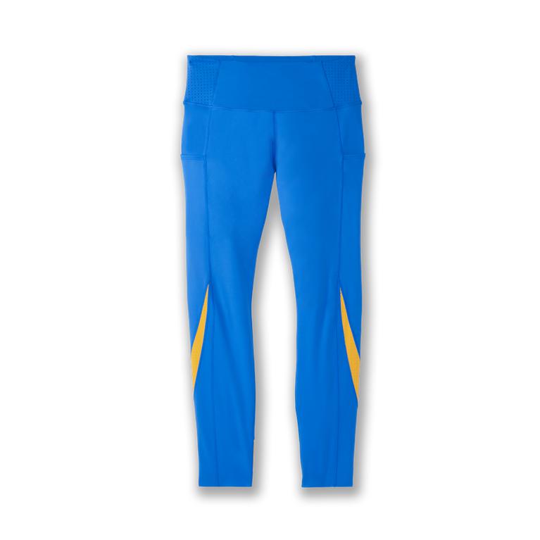 Brooks Method 7/8 Cropped Women's Running Leggings - Blue Bolt/Saffron/Yellow (87463-AIJP)